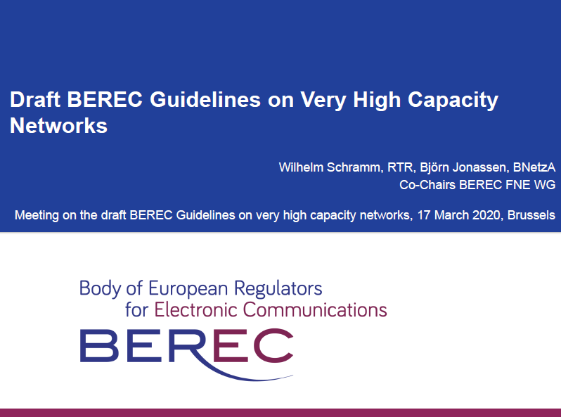 Virtual meeting with stakeholders on the draft BEREC Guidelines on Very High Capacity Networks - BEREC