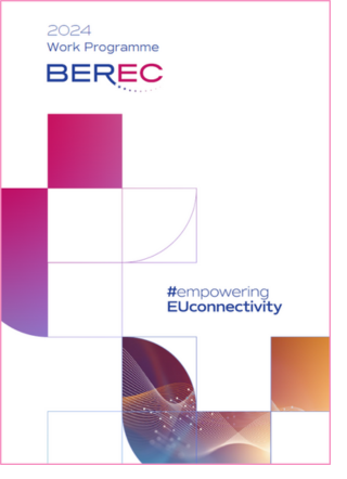 The image shows the cover of the BEREC Work Programme 2024 design version document.