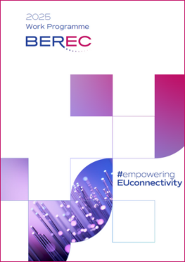 The image shows the cover of the design version of the BEREC Work Programme 2025.