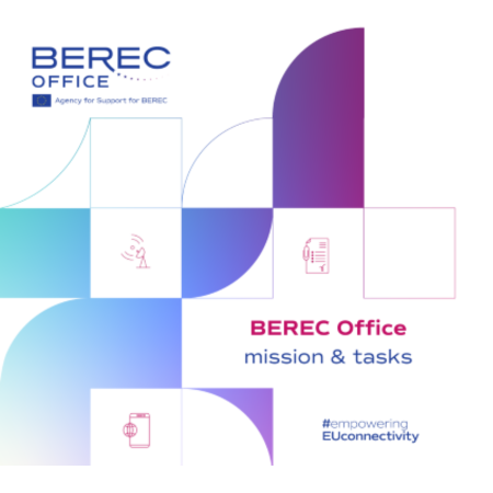 The image shows the cover of the BEREC Office Mission & Tasks brochure, which opens, when clicking on the image
