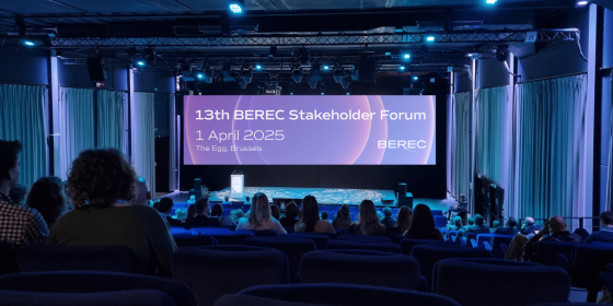 The image shows a meeting venue in the conference center the EGG, in Brussels, Belgium.