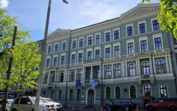 The image shows the headquarters of the Agency for Support for BEREC (BEREC Office), located in Riga, Latvia