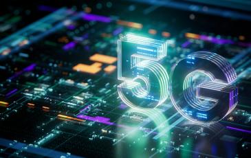 The image shows the word 5G on a darker background.