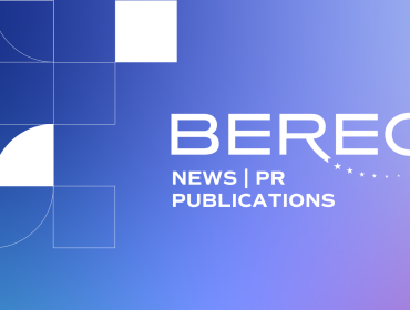 The image shows the BEREC logo with the text News, PR, Publications on a blue background with shapes in white
