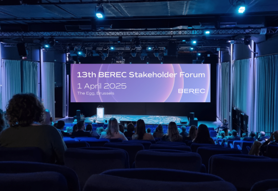 The image shows a meeting venue in the conference center the EGG, in Brussels, Belgium.